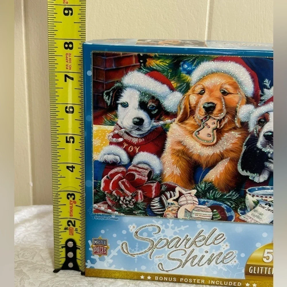 NWT Masterpieces SPARKLE&SHINE Christmas Glitter Puzzles Santa Paws